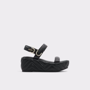 Sandály Aldo Eroellan Klínku Sandal - Černé | 610XHAGCS