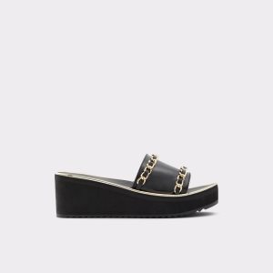 Sandály Aldo Kaerratlan Pantofle Sandal - Klínku Černé | 502KLXPSO